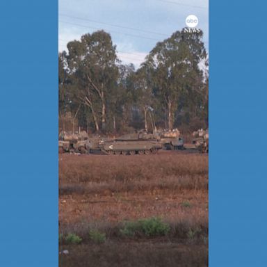 Israeli military vehicles were seen stationed near the Gaza border Sunday morning as Israeli troops prepare for "significant ground operations," IDF says.