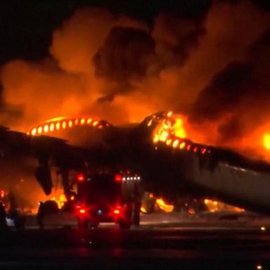 VIDEO: Plane engulfed in flames on runway at Tokyo airport