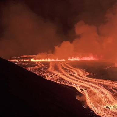 VIDEO: Volcanic eruption sends lava flowing towards sea in Iceland