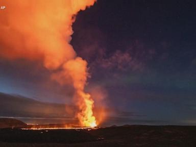 WATCH:  Northern Lights shine over volcano in Iceland