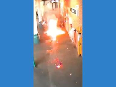 WATCH:  E-bike explodes into flames at train station in England