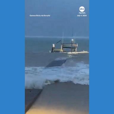 VIDEO: Storm surge from Hurricane Beryl consumes pier in Grand Cayman