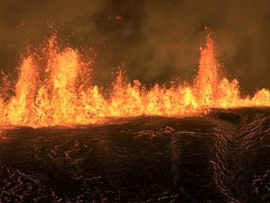 WATCH:  Dramatic footage shows lava raging at Iceland volcano