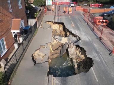 WATCH:  Massive sinkhole appears in English village