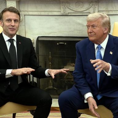 French President Emmanuel Macron used his visit to the U.S. to publicly push back on President Donald Trump's repeated attacks on Ukraine.