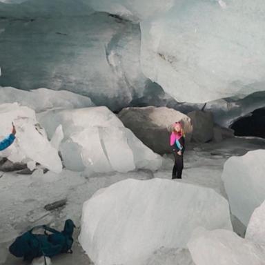 VIDEO: Hikers explore a beautiful, short-lived ice cave inside a glacier