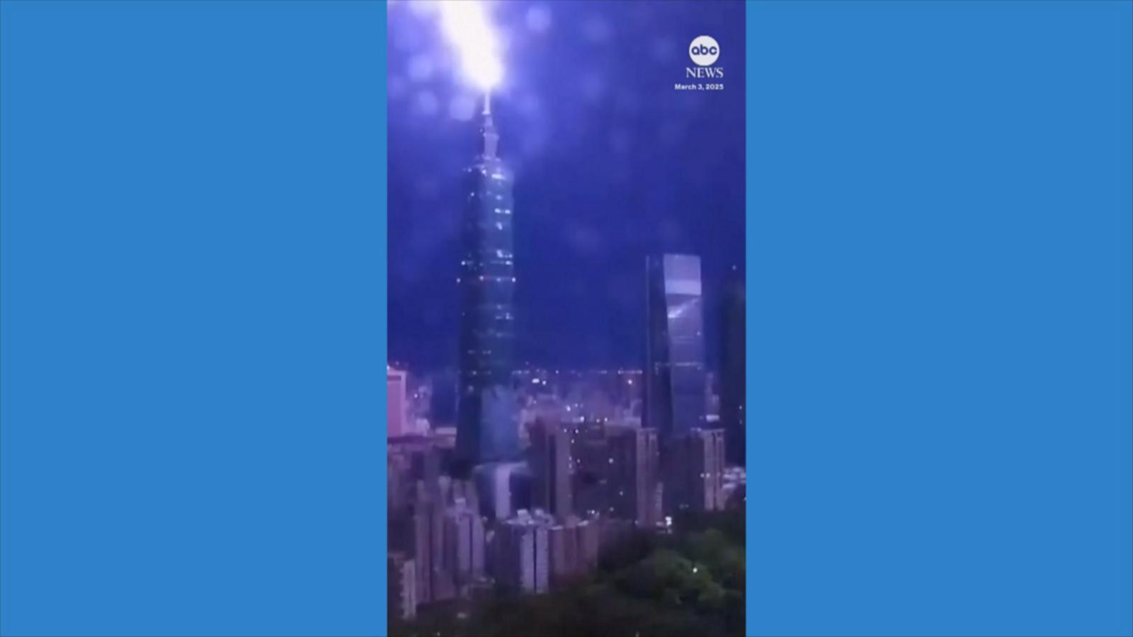 WATCH:  Lightning strikes Taiwan skyscraper