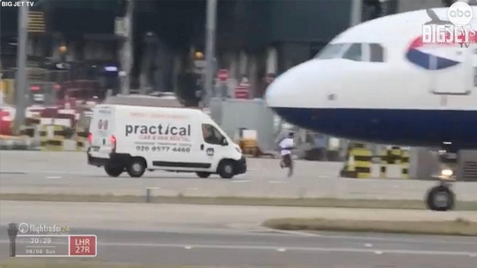 WATCH:  Man chased across tarmac at Heathrow airport