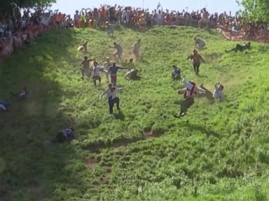 WATCH:  Big winners at Britain's annual cheese-rolling competition