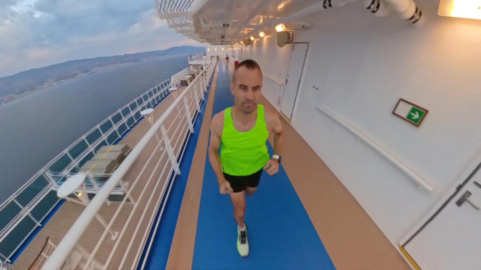 WATCH:  Man boards cruise ship to run 7 marathons in 7 days