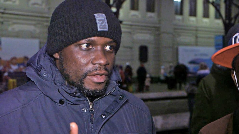 PHOTO: Adeyemo Abimbole, a Nigerian student in Ukraine, told ABC News he and his friends have been waiting for a train to Poland for days.