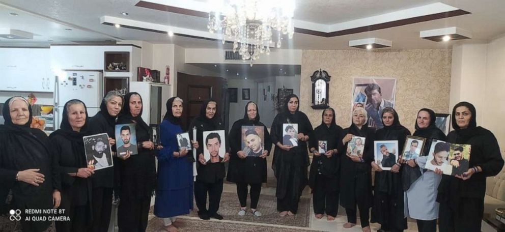 PHOTO:  "Justice Seeking Mothers" are Iranian mothers whose children were killed in different protests across the country, known by their symbolic act of holding framed photos of their children in different occasions.