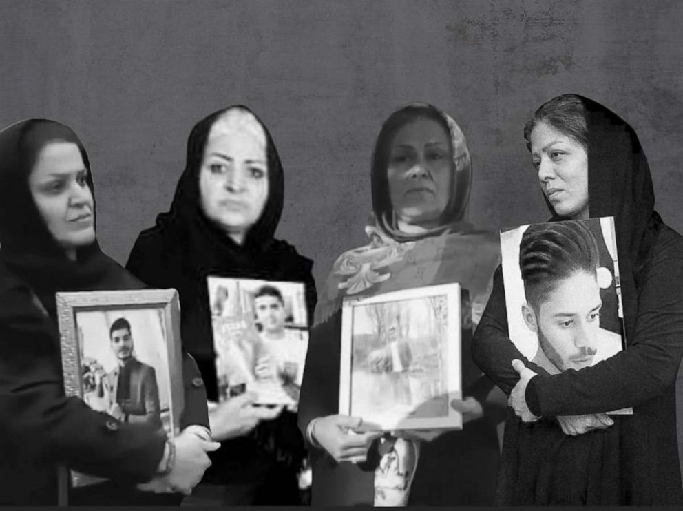 PHOTO: "Justice is looking for mothers" are Iranian mothers whose children have died in protests across the country, known for their symbolic act of holding framed photos of their children on several occasions. 