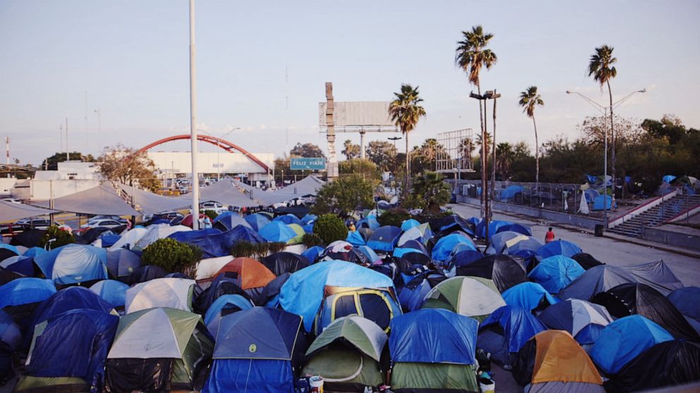PHOTO: A makeshift camp in Matamoros, Mexico, where many asylum seekers hoping to enter the U.S. await their court date. 