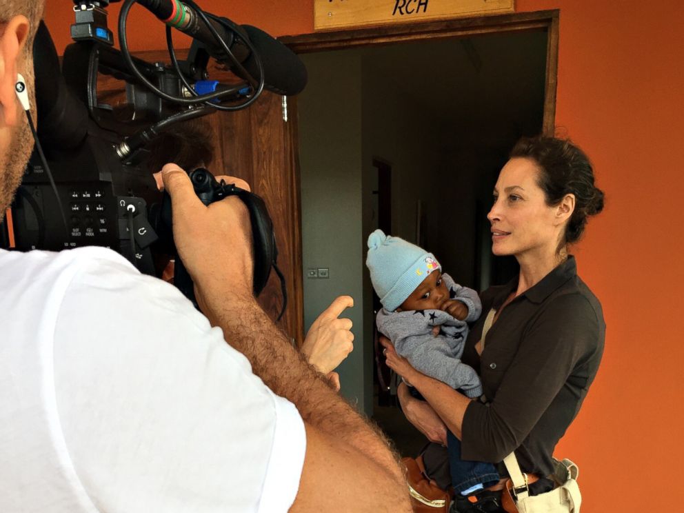 PHOTO: Christy Turlington Burns with baby Jordan who is visiting F.A.M.E. (Foundation for African Medicine and Education) medical hospital for a check-up.