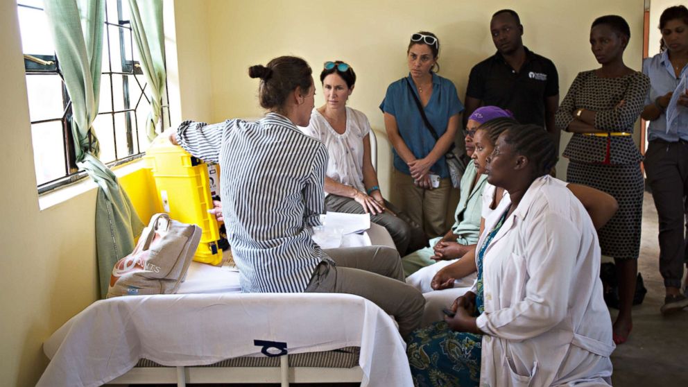 PHOTO: Christy Turlington Burns trains nurses in Tanzania to use a "We Care Solar" suitcase. The energy the suitcases harness will be used to provide light during nighttime deliveries and power medical tools. 