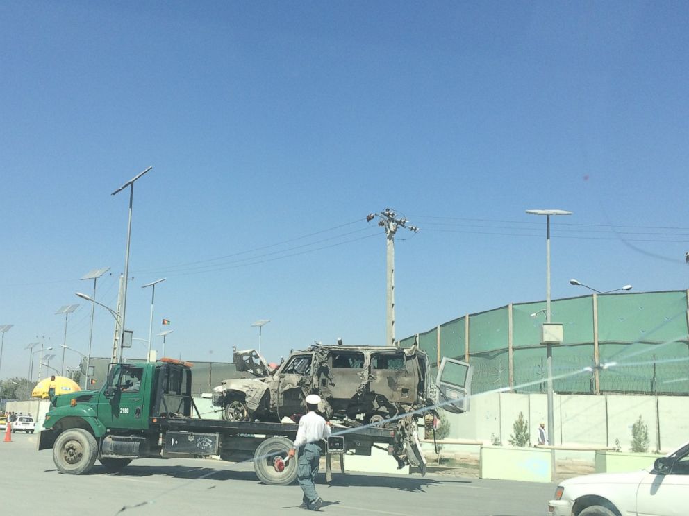 PHOTO: Damage is visible on a vehicle following a suicide attack in Kabul, Afghanistan, Sept. 16, 2014.