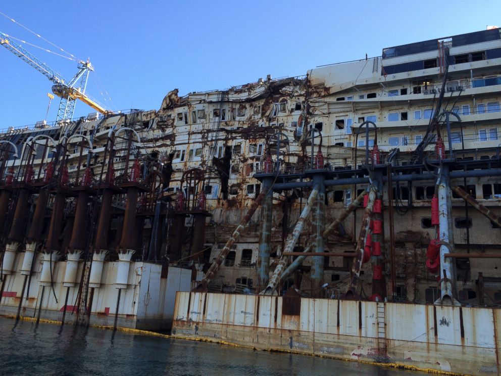 PHOTO: The Costa Concordia sits out by the breakwater in the Port of Genoa, Feb. 11, 2015.