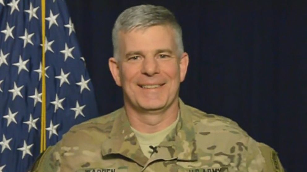 PHOTO: U.S. Army Col. Steve Warren, spokesman for Operation Inherent Resolve, was speaking to the media from the U.S. Embassy in Baghdad, Iraq, when a "duck and cover" drill interrupted his briefing.