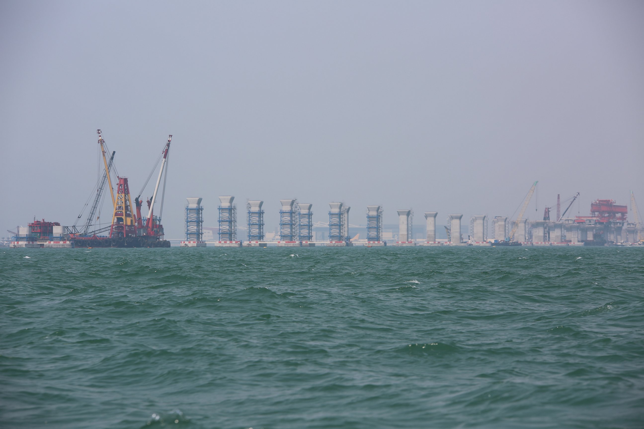 PHOTO: Construction of the 35km bridge under construction between Hong Kong, Macau and Zhuhai spans across the dolphin's habitat.