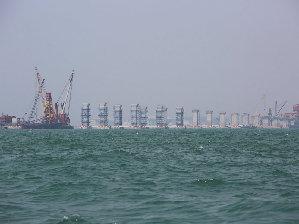 PHOTO: Construction of the 35km bridge under construction between Hong Kong, Macau and Zhuhai spans across the dolphins habitat.
