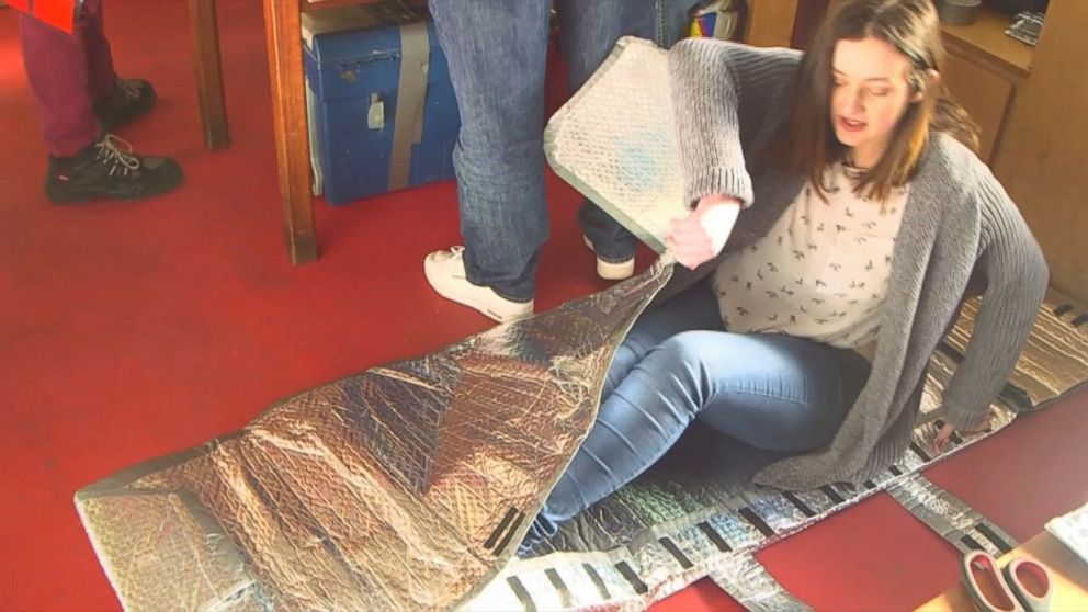 PHOTO:Emily Duffy, 16, from Limerick, Ireland, created a waterproof, fireproof sleeping bag for the homeless.  