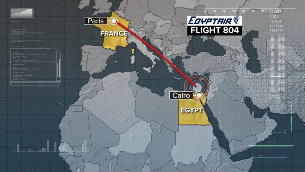 PHOTO: An EgyptAir flight en route to Cairo from Paris disappeared from radar over the Mediterranean Sea about 174 miles from the Egyptian coast.