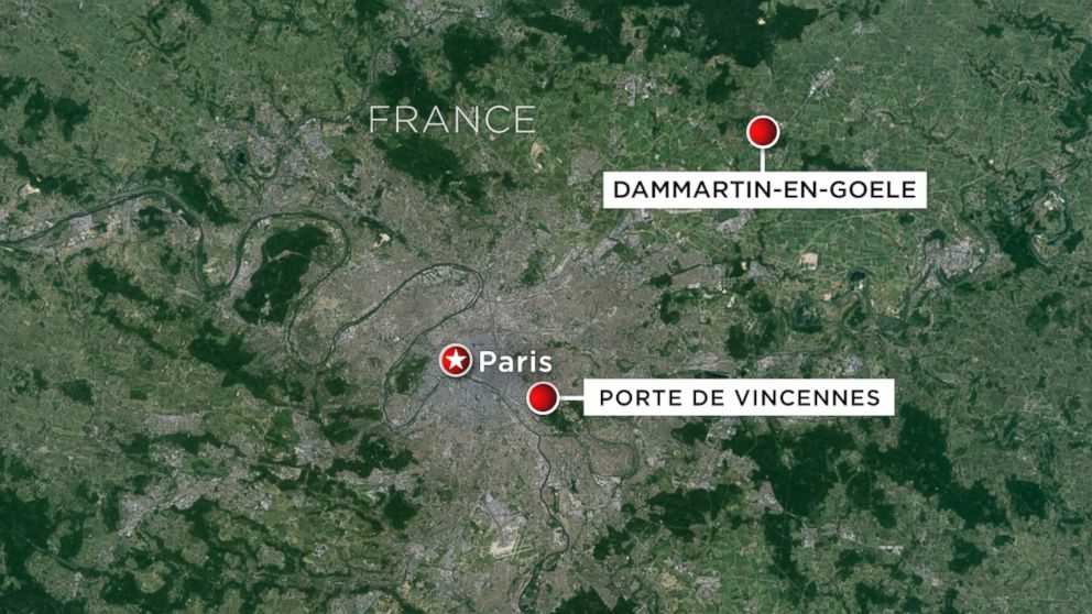 PHOTO: Hostage situations were reported Jan. 9, 2015 in Porte de Vincennes in Paris, France, and in Dammartin-en-Goele, located northeast of the city.