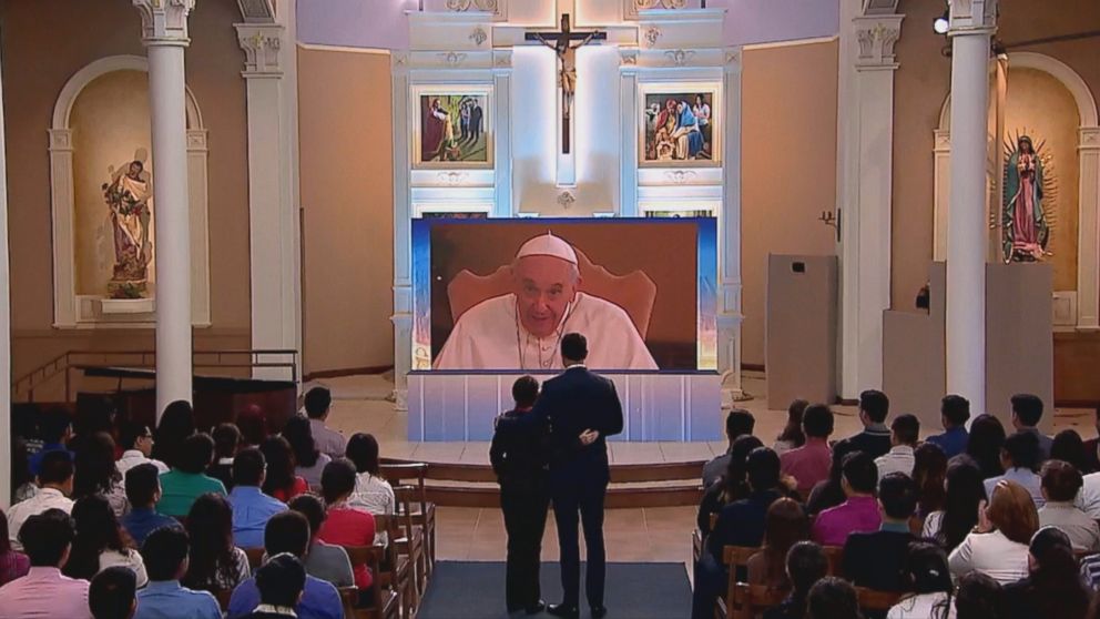 Pope Francis' virtual audience was moderated from inside the Vatican by ABC News' World News Tonight anchor David Muir. 
