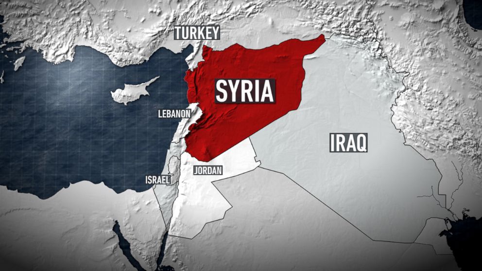 PHOTO: A locator map shows Syria in relation to Israel, Lebanon, Turkey, Iraq and Jordan.