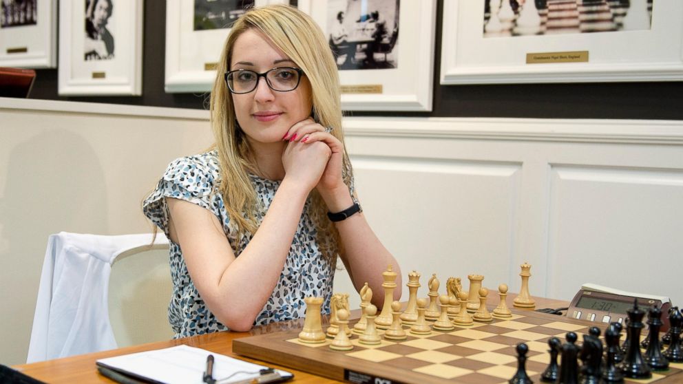 Nazi Paikidze-Barnes prepares for her match at the 2015 U.S. Chess Championships hosted by the Chess Club and Scholastic Center of St. Louis, April 12, 2015.