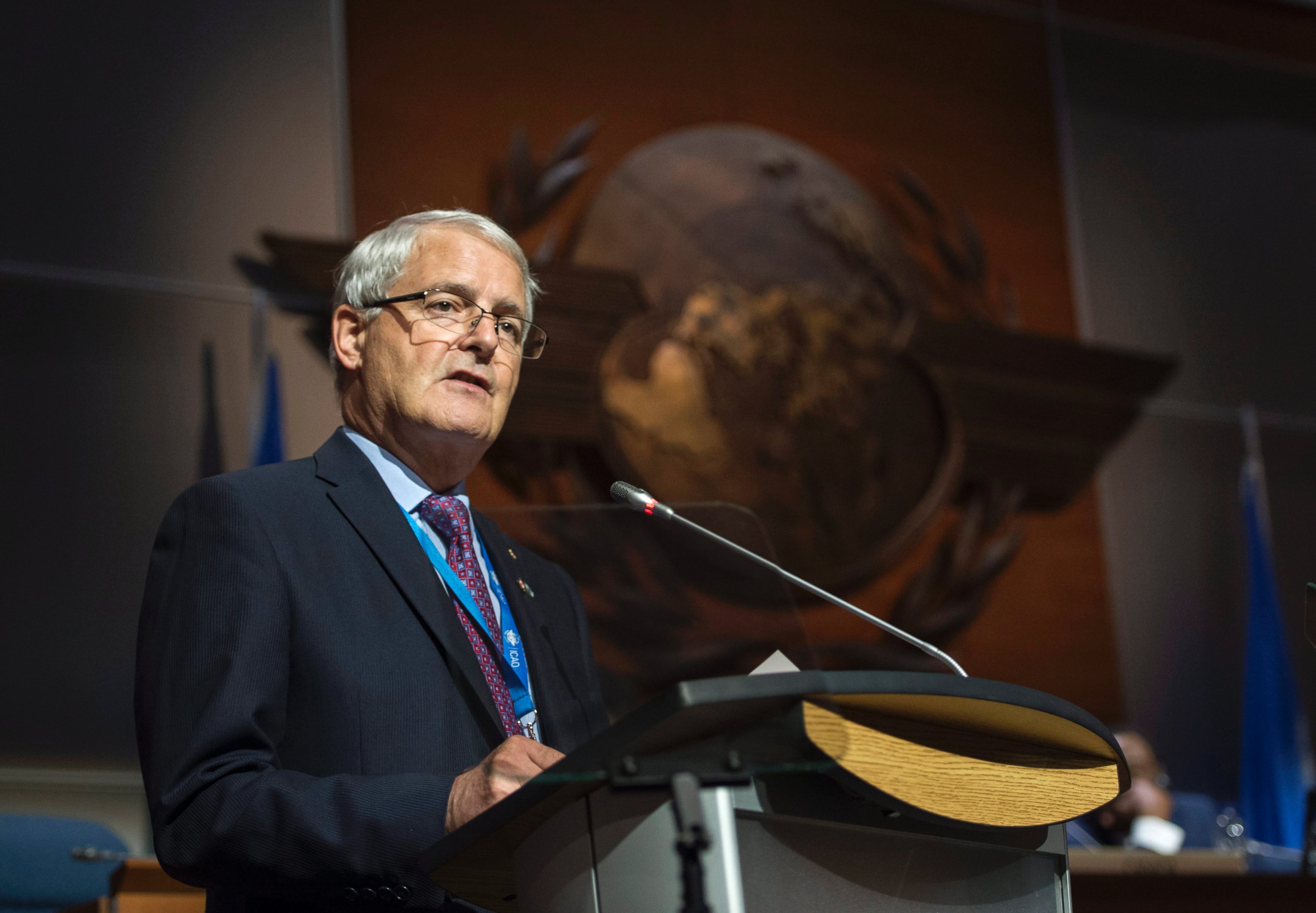 PHOTO: Canadian Transport Minister Marc Garneau addresses the opening session of the 39th assembly of UN aviation agency ICAO, Sept. 27, 2016, in Montreal. 
