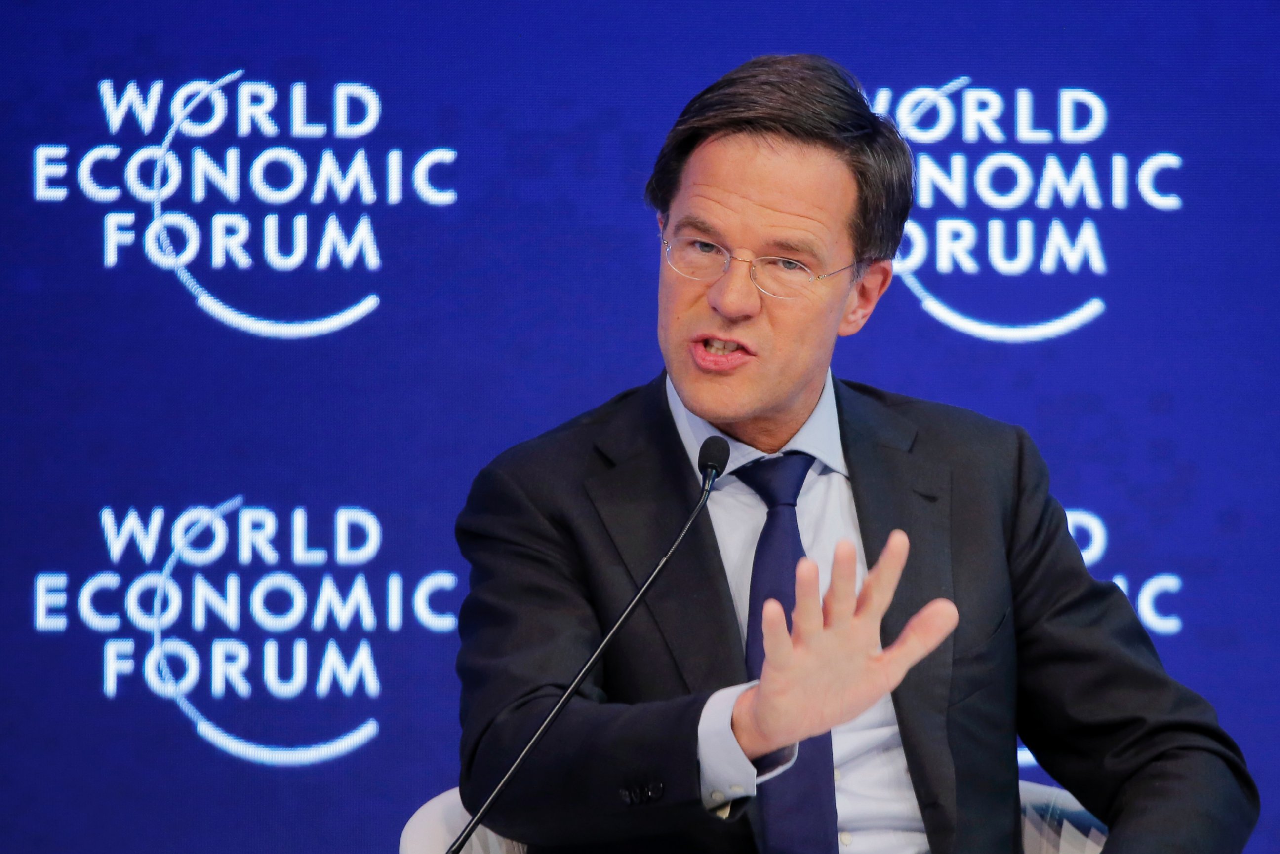 PHOTO: Dutch Prime Minister Mark Rutte speaks on the third day of the annual meeting of the World Economic Forum in Davos, Switzerland, Jan. 19, 2017. 