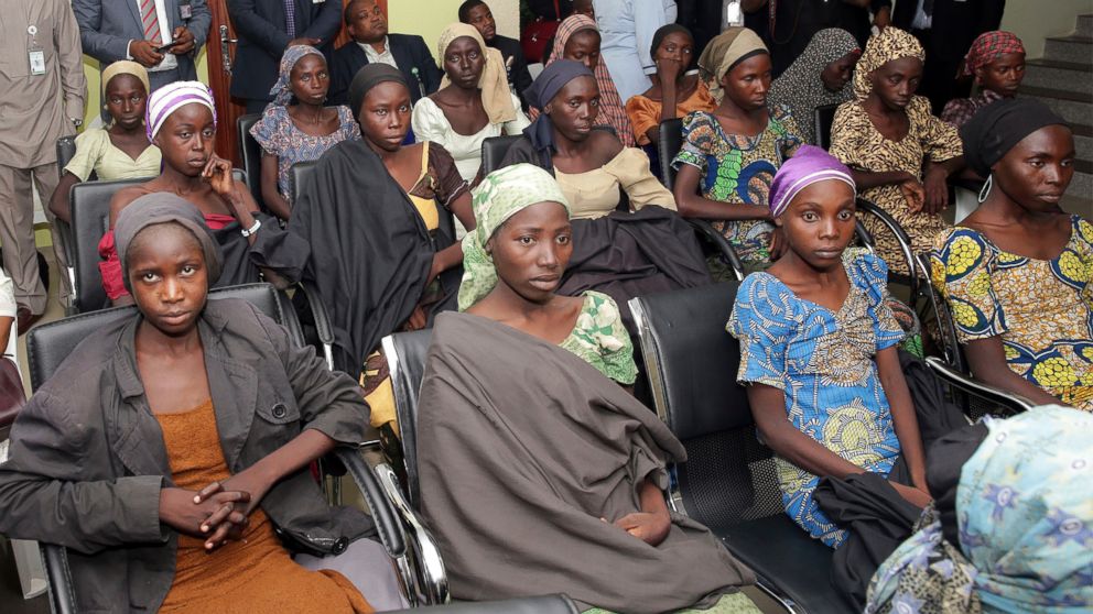 PHOTO: Chibok school girls recently freed from Islamic extremist captivity are seen during a meeting with Nigeria's Vice President Yemi Osinbajo, in Abuja, Nigeria, Oct. 13, 2016.