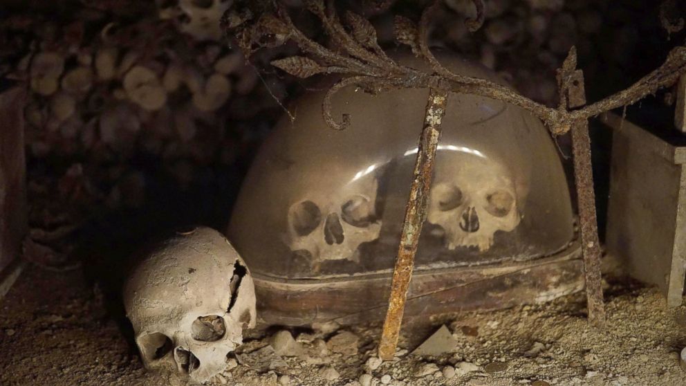 PHOTO: Skulls and bones are seen in the Fontanelle cemetery in Naples, Italy, Oct. 31, 2016. 