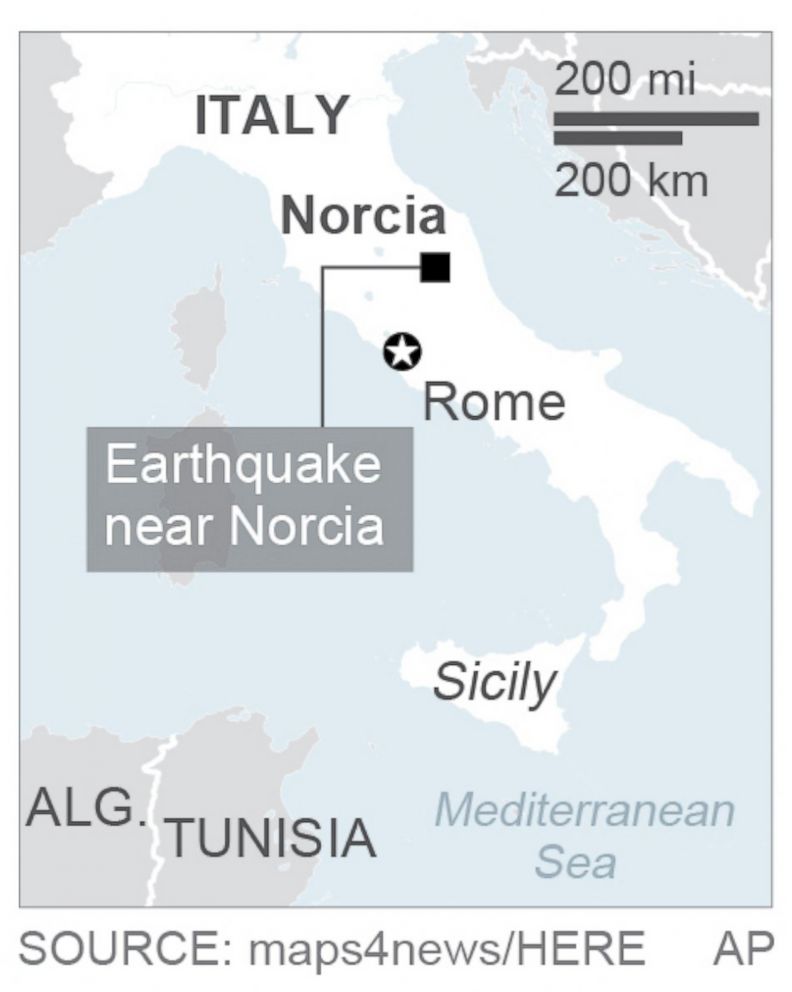 PHOTO: An earthquake hit Central Italy, Oct. 30, 2016.