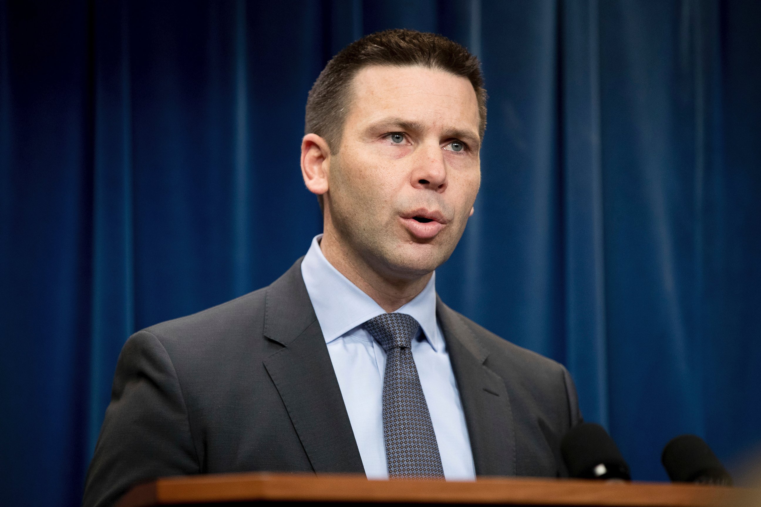 PHOTO: U.S. Customs and Border Protection Acting Commissioner Kevin McAleenan speaks during a press conference in Washington, D.C., Jan. 31, 2017.