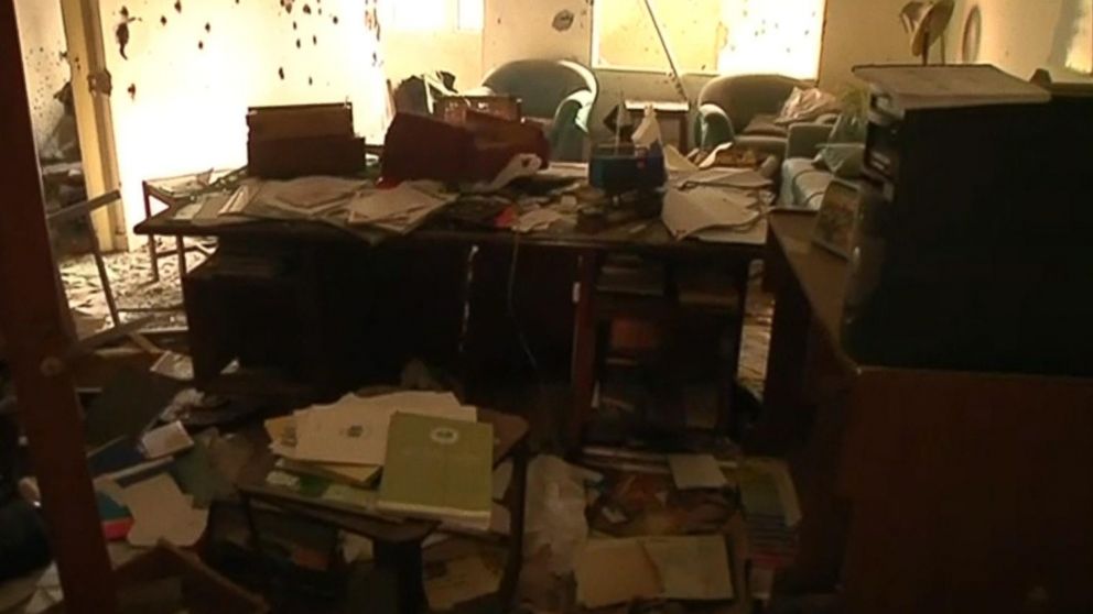 PHOTO:  Devastation in visible in an office following a school attack in Peshawar, Pakistan, in an image taken Dec. 17, 2014.