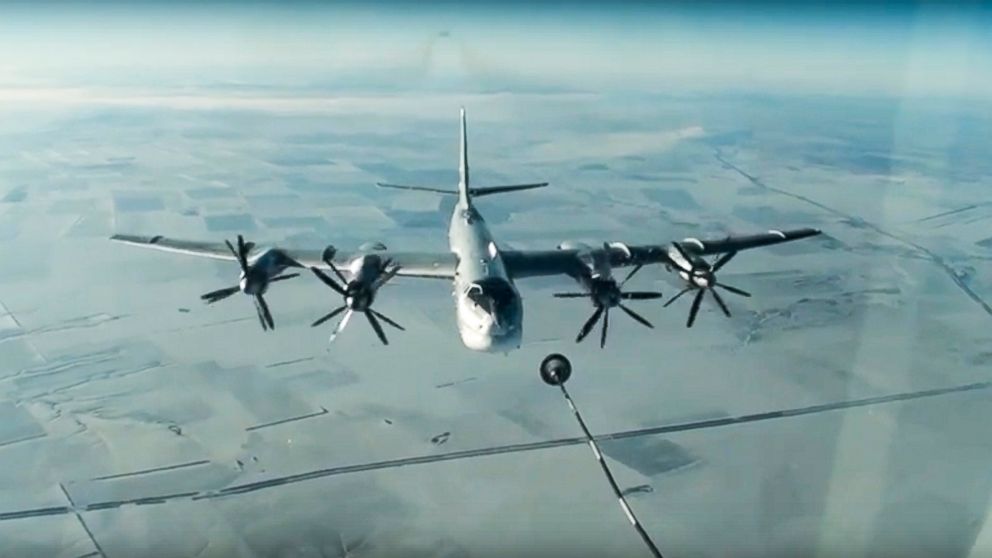 A Russian Tu-95 strategic bomber on a cruise missile attack mission on Islamic State and al-Qaida targets in Syria, November 2016.
