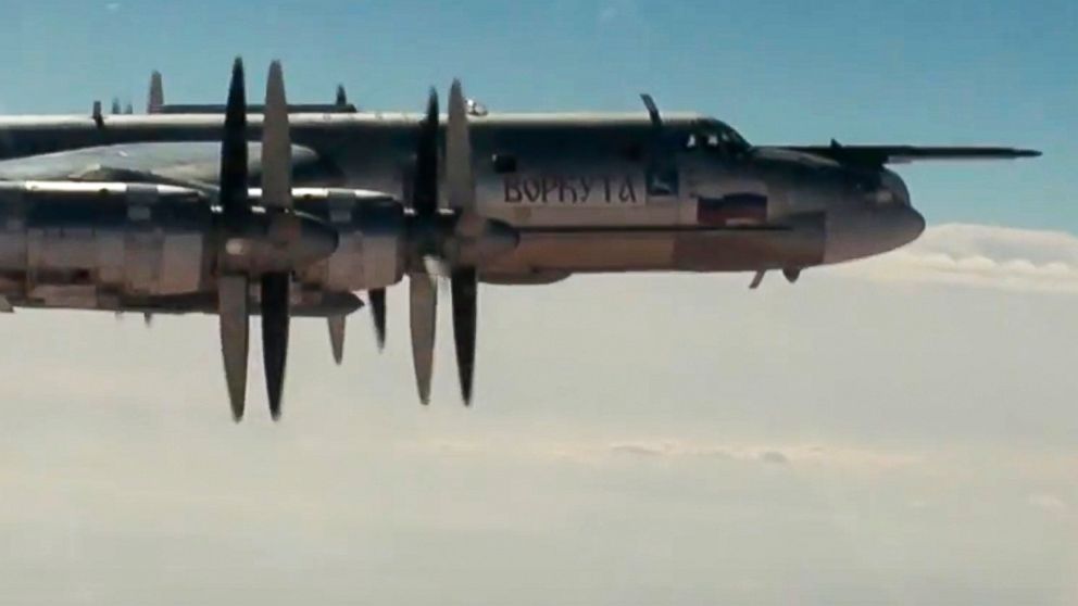 A Russian Tu-95 strategic bomber on a cruise missile attack mission on Islamic State and al-Qaida targets in Syria, November 2016.