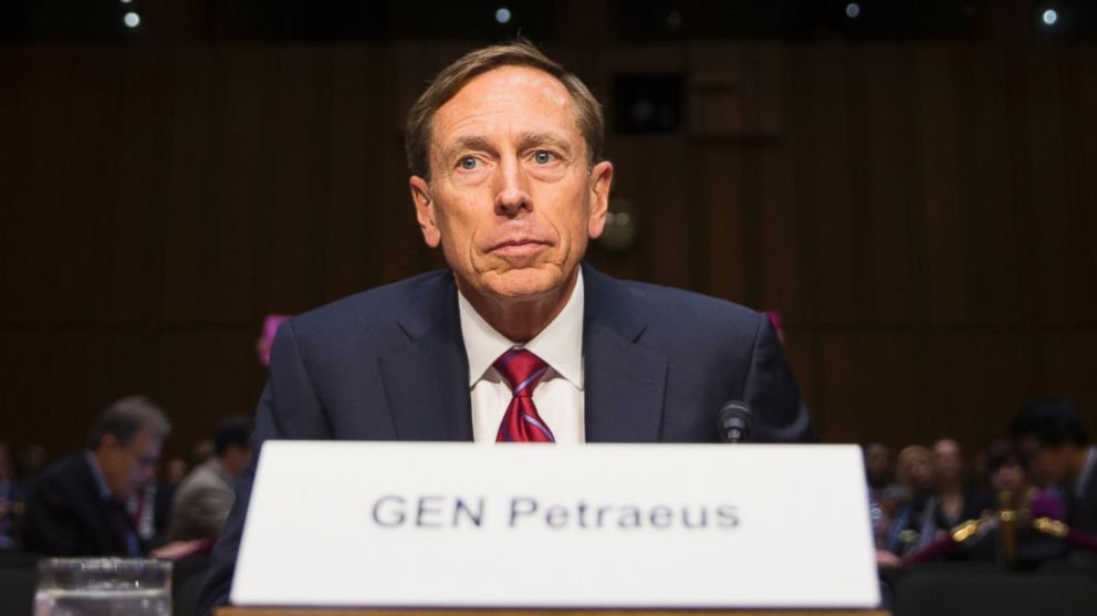 Former CIA Director David Petraeus prepares to testify on Capitol Hill in Washington, Sept. 22, 2015, before the Senate Armed Services Committee hearing on Middle East policy.  