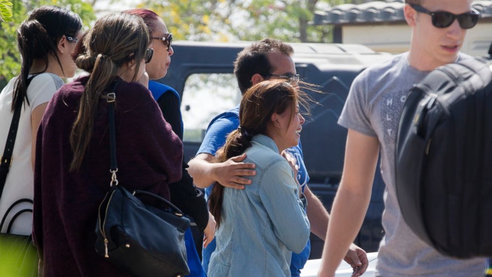 PHOTO: Relatives of passengers on a vanished EgyptAir flight grieve as they leave the in-flight service building where they were held at Cairo International Airport, Egypt May 19, 2016.