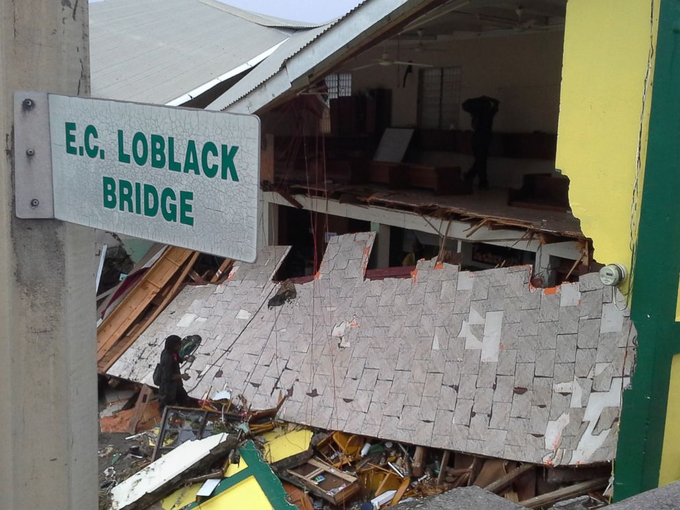 PHOTO:The Beran protestant church is partially collapsed, Aug. 27, 2015, due to Tropical Storm Erika in Roseau, Dominica.