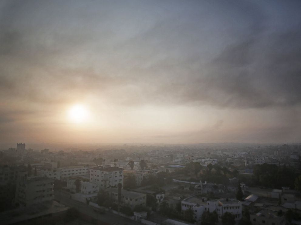 PHOTO: Smoke from Israeli strikes rises over Gaza City, July 29, 2014.