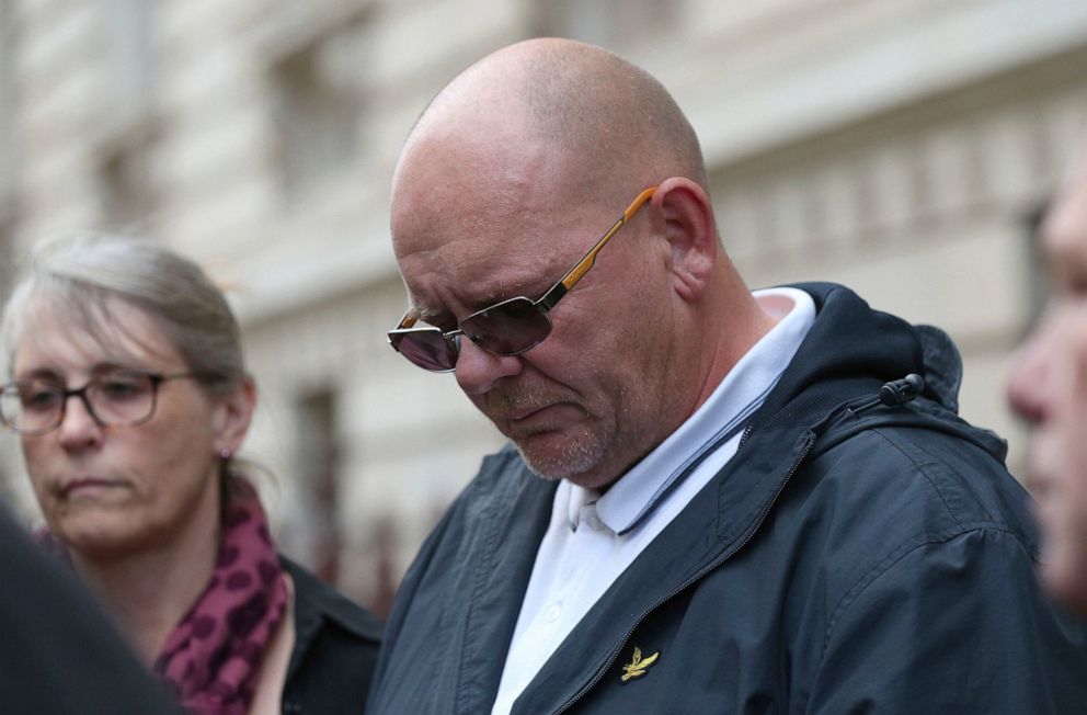 PHOTO: The father Harry Dunn, Tim Dunn, leaves the Foreign and Commonwealth Office in London, where the family members met British Foreign Secretary Dominic Raab, Wednesday Oct. 9, 2019. 