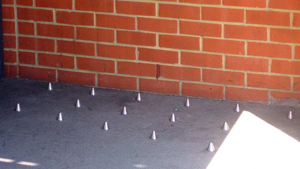 Metal spikes in the ground outside 118 Southwark Bridge Road, London, after Mayor Boris Johnson weighed into the row about the spikes, which were installed to prevent homeless people sleeping outside a London building.