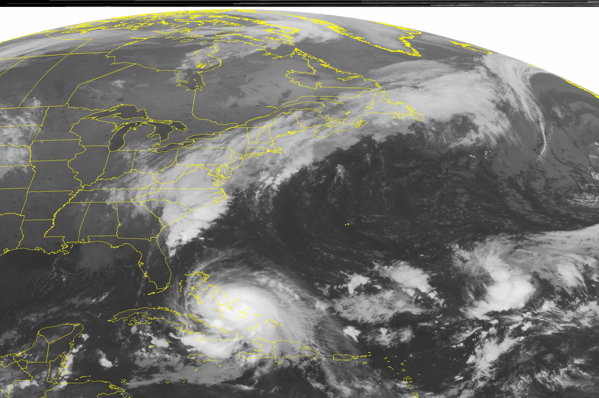PHOTO: This NOAA satellite image shows a powerful Category 4 Hurricane Joaquin crawling through the Bahamas, Oct. 2, 2015. 