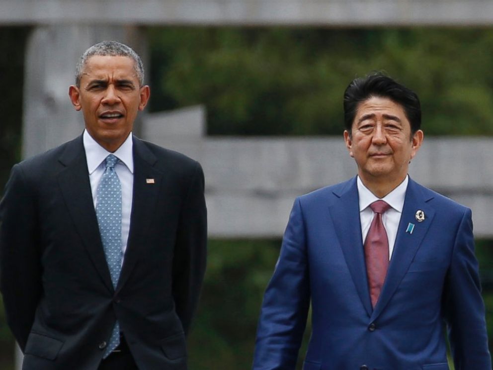 PHOTO:  President Obama and Japanese Prime Minister Shinzo Abe, walk on Ujibashi bridge as they visit Ise Jingu shrine in Ise, Mie prefecture, Japan, May 26, 2016, ahead of the first session of the G7 summit meetings. 