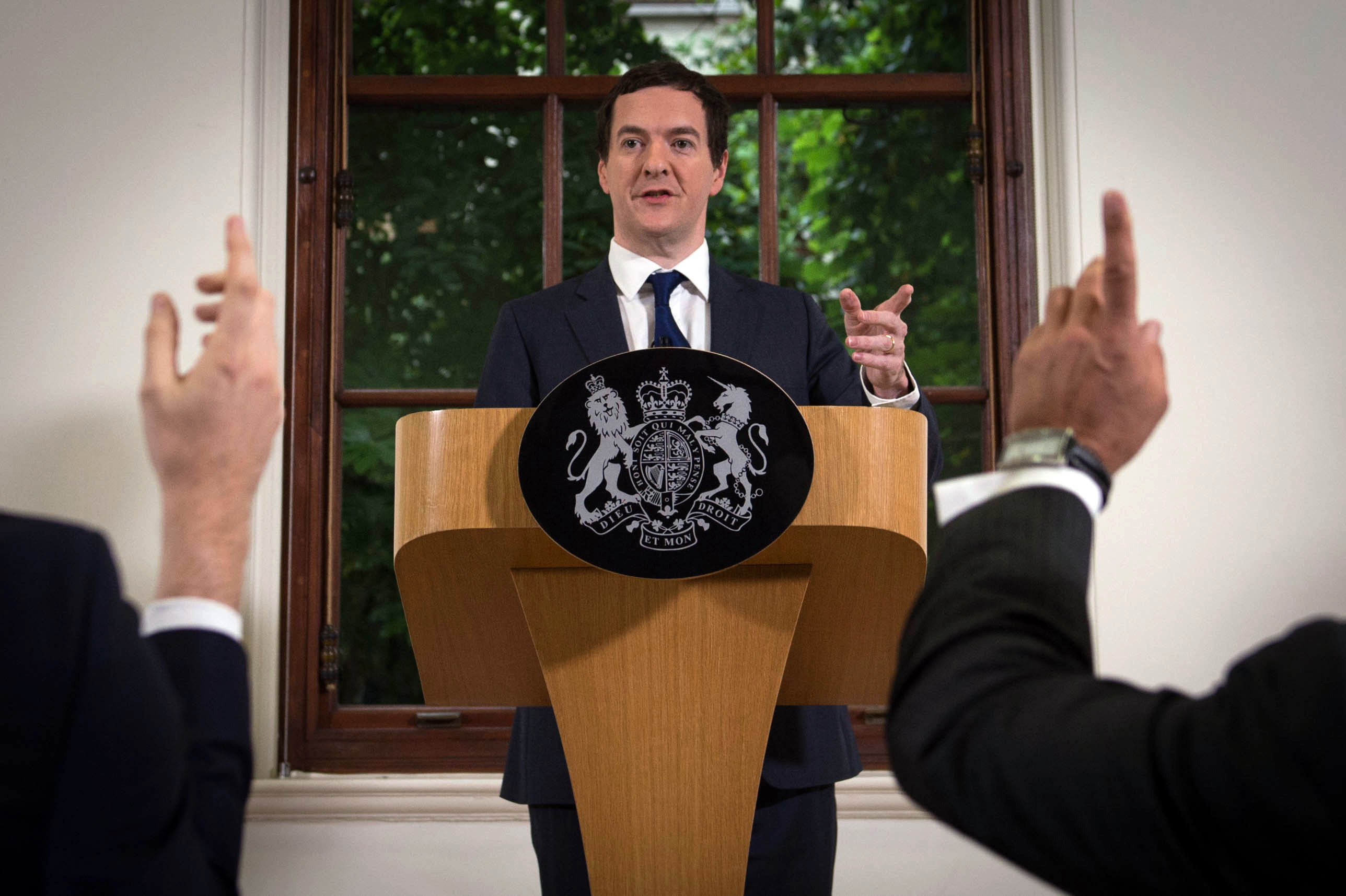 PHOTO: British Chancellor of the Exchequer George Osborne speaks during a press conference at The Treasury in London, June 27, 2016. 