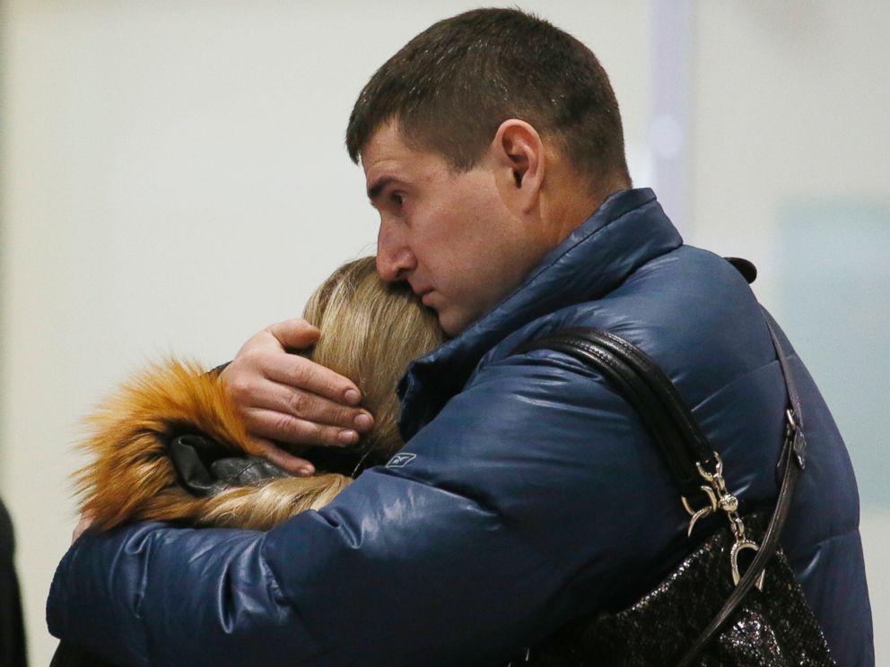 PHOTO: Relatives react after a Russian airliner with 217 passengers and seven crew aboard crashed, as people gather at Russian airline Kogalymavia?s information desk at Pulkovo airport in St.Petersburg, Russia, Saturday, Oct. 31, 2015.